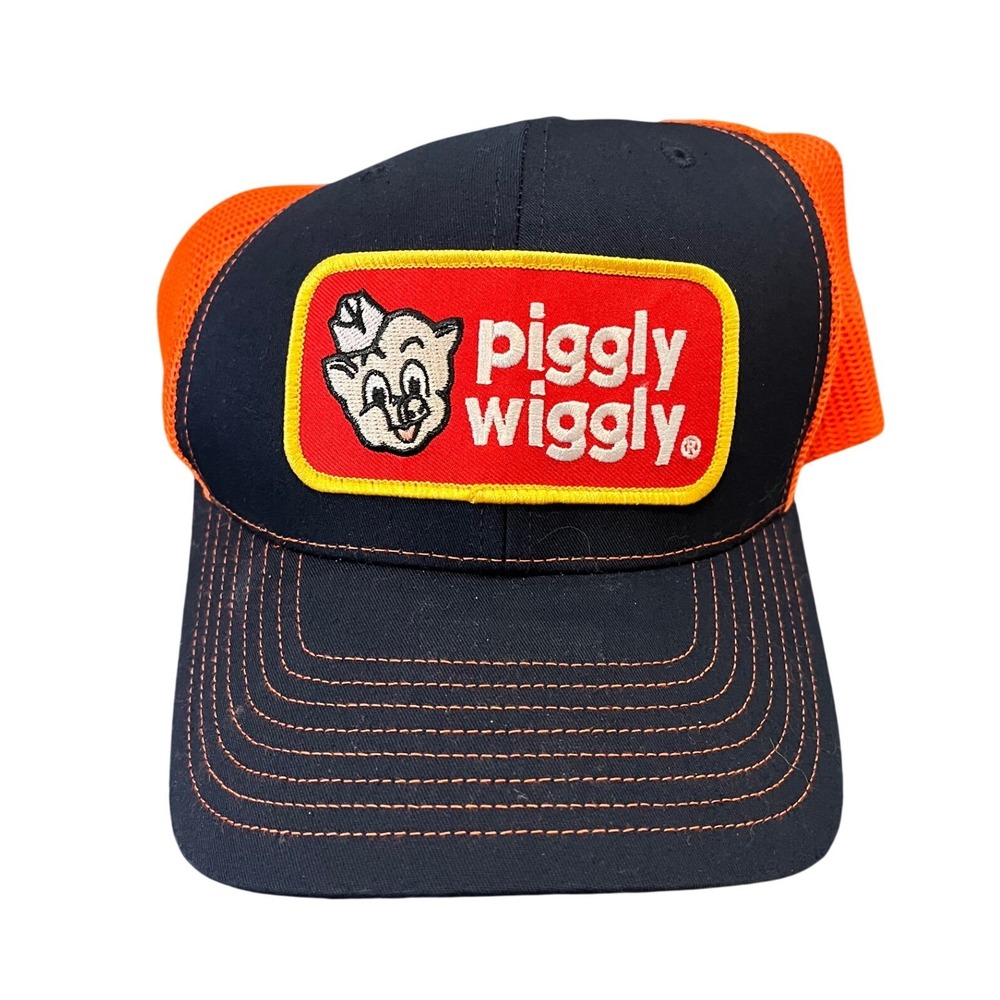 Richardson Piggly Wiggly Trucker Hat Mens OSFA Navy Orange Style 112 Snapback